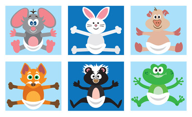 Baby Animals in Diapers