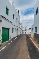 Narrow street in Arrieta village in Lanzarote, Canary Islands