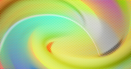Modern cover design background perforated with hexs. Abstract technology backdrop, multicolored geometric textured hexagons. Ad banner minimal composition with hex shapes. Vector illustration.