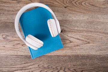 Audio book on wooden table