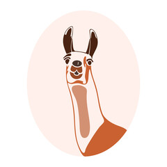 brown llama in a pink oval © Halyna