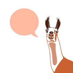 brown llama with a pink speech bubble © Halyna