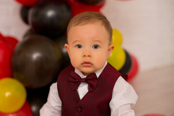 Obraz premium First birthday baby boy party