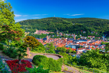 Landmark and beautiful Heidelberg town with Neckar river, Germany. Heidelberg town with the famous...