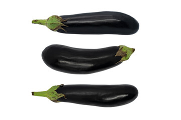 fresh orgaic eggplant aubergine Isolated on a white