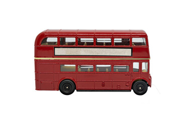 famous red traditional London bus isolated over white