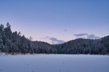 snow covered mountains in winter