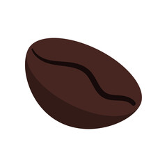 Coffee bean roast grain isolated on white background. Roasted brown fresh coffee bean - arabica or robusta varieties. Side view. Vector flat design cartoon style drink element illustration.
