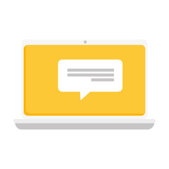 laptop computer with speech bubble icon vector illustration design