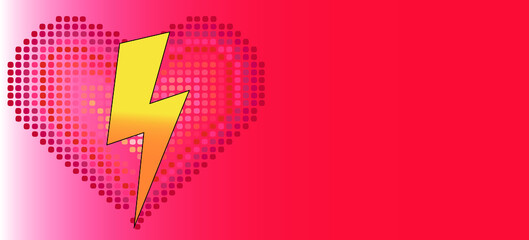 Valentine's Day card with heart and piercing lightning.