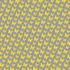 Butterfly Pattern in Yellow and Gray, Yellow Butterfly on Grey Background 
