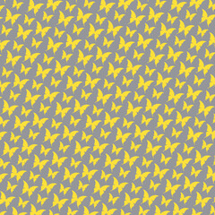 Butterfly Pattern in Yellow and Gray, Yellow Butterfly on Grey Background 