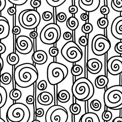 black lines and spirals on a white background. seamless vector design. abstract elements. simple elements for coloring