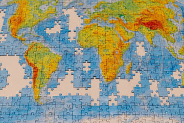 Puzzle of map of the world.