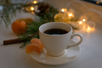 Obraz na płótnie Canvas cup of coffee and christmas
