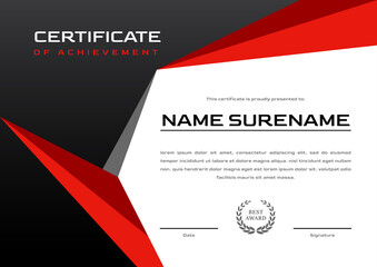 red certificate of achievement template. certificate design for gaming or sport tournament and competition