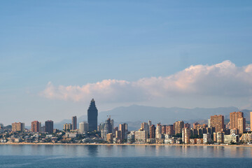 Naklejka premium Coastline of Benidorm view. Spain