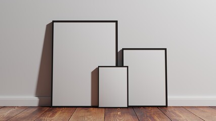 Empty framed canvas for mockups and art illustrations