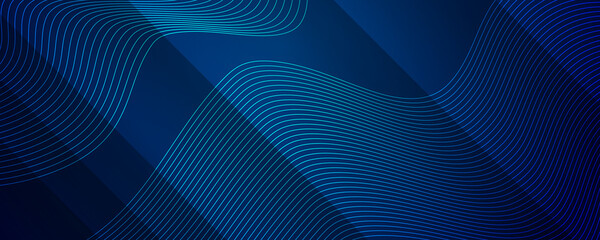 Bright navy blue dynamic abstract vector background with diagonal lines. Trendy classic color of 2021. 3d cover of business presentation banner for sale event night party. Blue abstract background