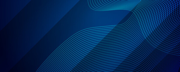 Bright navy blue dynamic abstract vector background with diagonal lines. Trendy classic color of 2021. 3d cover of business presentation banner for sale event night party. Blue abstract background