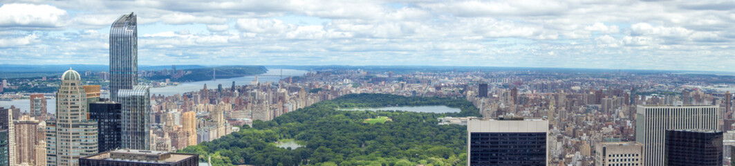 Panoramic View Manhattan Skyline and Central Park New York City USA