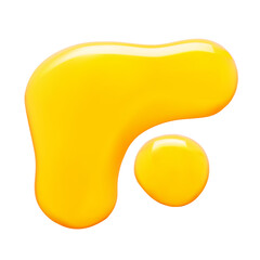 Cosmetic oil on white. Yellow drops close up.