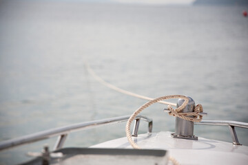 
anchor rope tied to the boat