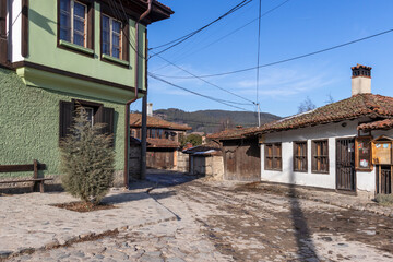 Typical Street and old houses in Koprivshtitsa, Bulgaria