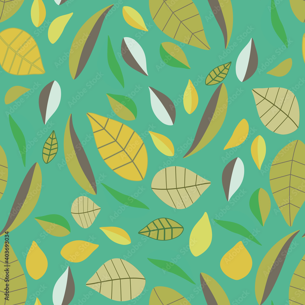 Poster colorful leafs with a fresh touch repeat pattern print background