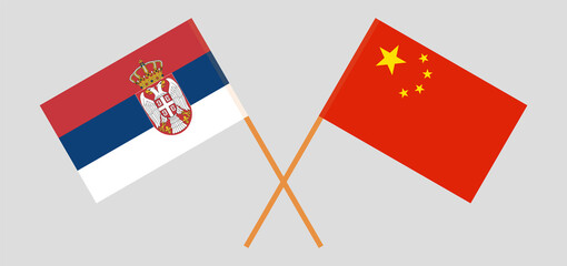 Crossed flags of Serbia and China