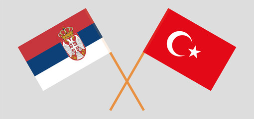 Crossed flags of Serbia and Turkey