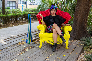 

Beautiful Mexican woman with vivid and beautiful colors