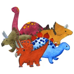 Door stickers Dinosaurs heart with dinosaurus brachiosaurus, stegosaurus, triceratops, leaves and flowers