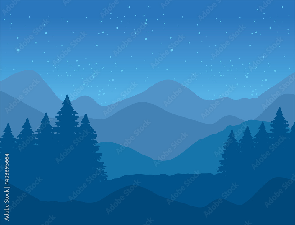 Canvas Prints mountains and forest abstract scene landscape vector illustration design