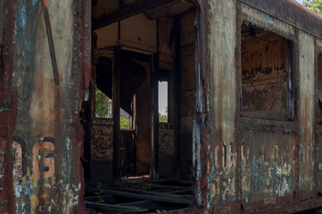 Fototapeta na wymiar Abandoned Krakow Płaszów Train graveyard