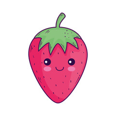 Kawaii strawberry cartoon design, fruit food and cute character theme Vector illustration