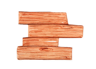 Watercolor wooden sign, banner, board. Hand-painted wooden texture with space for text.