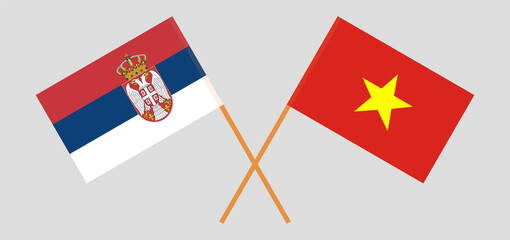 Crossed flags of Serbia and Vietnam