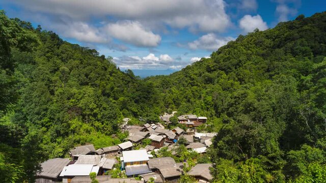 Time lapse of Baan Mae Kampong village It is a peaceful Village to relax and popular natural tourist attraction in Chiang mai Thailand