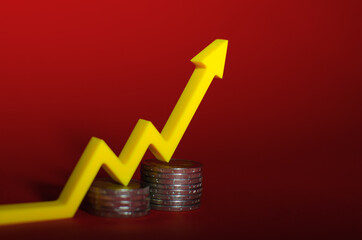 Economic recovery after the crisis. Economic growth concept, histogram of the economy with an...