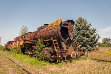 Fototapeta na wymiar Abandoned Krakow Płaszów Train graveyard
