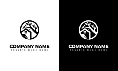 Home And Tree House Care logo Template, Medical House Logo Vector