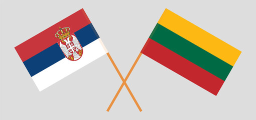 Crossed flags of Serbia and Lithuania