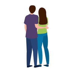 young lovers couple hugging romantic pose characters vector illustration design