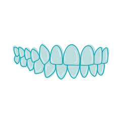 Clear orthodontic dental teeth retainer. Invisalign removable and invisible vacuum formed retainer over white background.
