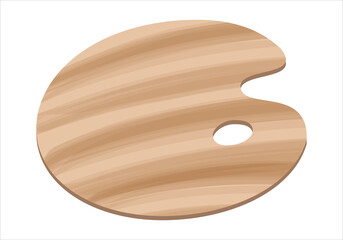 Paleta de madera de pintor sobre fondo blanco