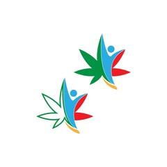 Cannabis leaf logo design vector template