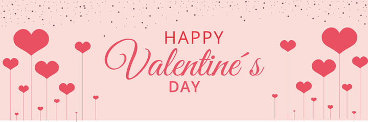 Banner Happy valentines day with love heart icon
