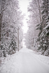 Obraz premium Snowy roads in Siberia, Russia