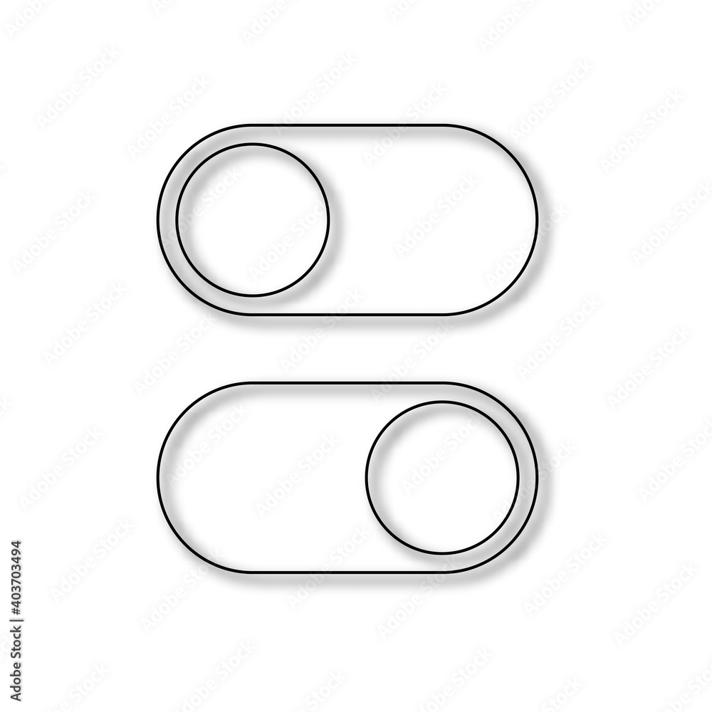 Poster realistic turn on and turn off swipe buttons isolated on white background. switch symbol with shadow